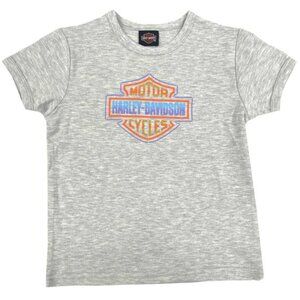 Harley-Davidson Little Boys' Ringer Logo Short Sleeve Toddler Tee Gray